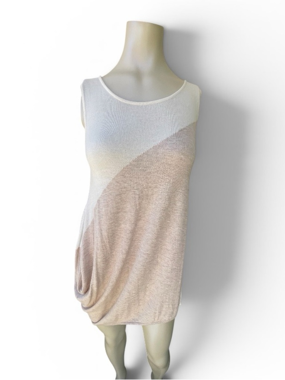 Ronen Chen Sleeveless Ivory & Sione Colorblock Tank/ Tunic Size 1